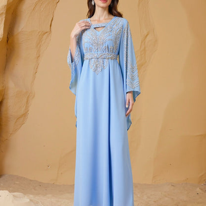 Sky Blue Or Pink Beaded Kaftan Abaya (MA372)