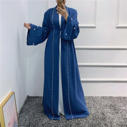Beaded Open Abaya - Elegant & Temperament With Matching Belt (MOA090)