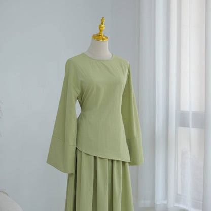 Bell Sleeve Back-Tie Top & A-Line Maxi Skirt Set(MS469)