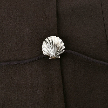 Belted Wool Coat with Shell Brooch(MS255)