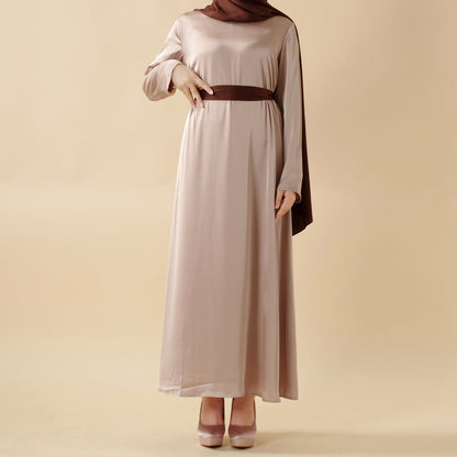 Bow Tie Sleeve Abaya Set With Long-sleeve Inner Dress (MOA026)