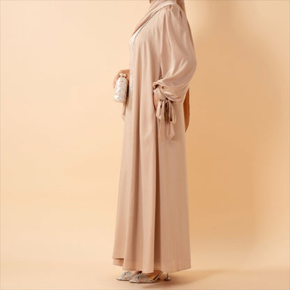 Bow Tie Sleeve Abaya Set With Long-sleeve Inner Dress (MOA026)