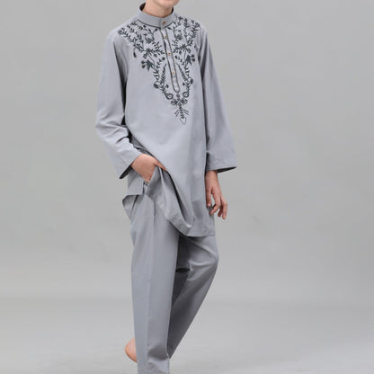 Boys' Embroidered Thobe Set with Pants(MKB034)