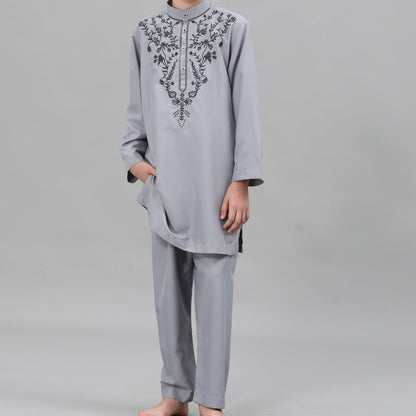 Boys' Embroidered Thobe Set with Pants(MKB034)