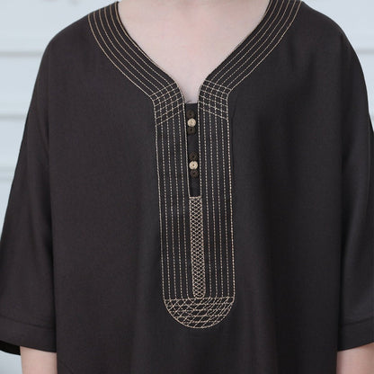 Boys' Embroidered Thobe with Pockets(MKB023)