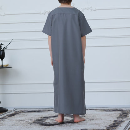 Boys' Embroidered Thobe with Side Pockets(MKB031)