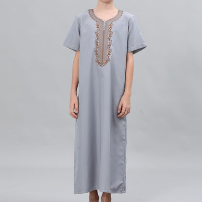 Boys' Embroidered Thobe with Side Pockets(MKB035)