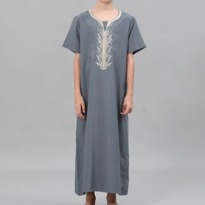 Boys' Embroidered Thobe with Side Pockets(MKB035)