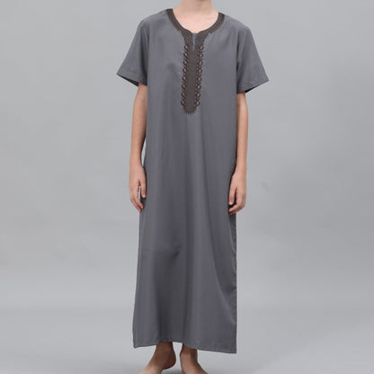 Boys' Embroidered Thobe with Side Pockets(MKB035)