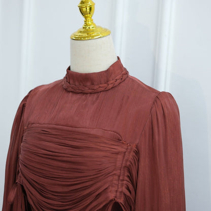 Braided Collar Ruched Fringe Maxi Dress(MS406)