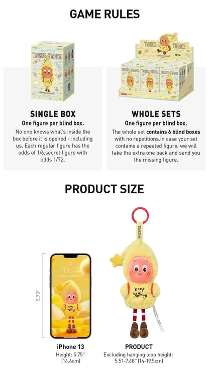 BuBu Craze Twinkle Twinkle Sweet Dreams plush pendant blind box featuring colorful, soft plush toys in a surprise packaging.