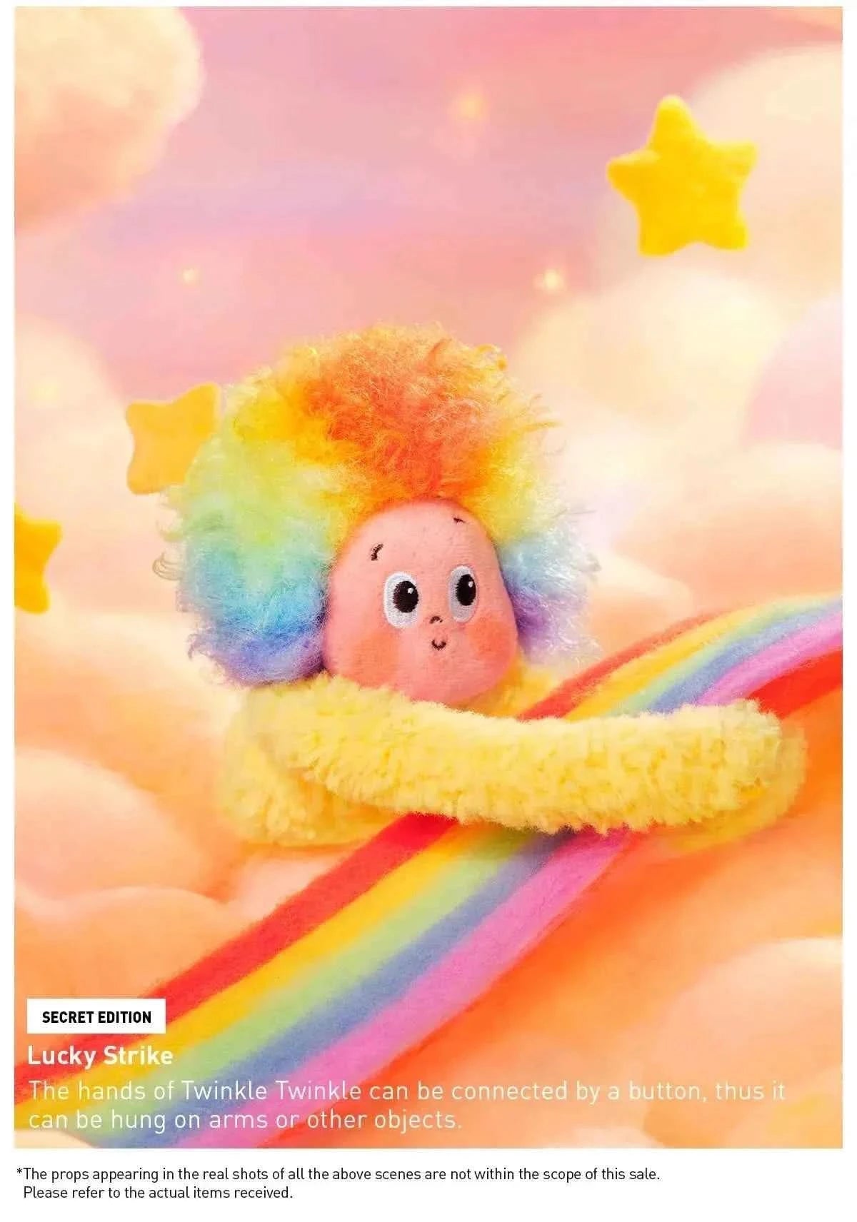 BuBu Craze Twinkle Twinkle Sweet Dreams plush pendant blind box featuring colorful, soft plush toy with star and moon design.