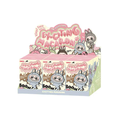 BuBu Craze Pop Mart Labubu Exciting Macaron Blind Box with colorful packaging and collectible figure inside.