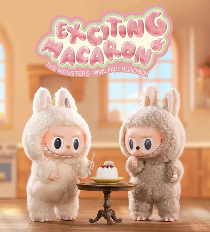 BuBu Craze Pop Mart Labubu Exciting Macaron blind box featuring a colorful, illustrated character design on the packaging.