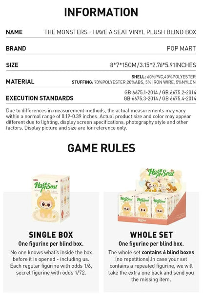 BuBu Craze Pop Mart Labubu Have a Seat blind box collectible figure in vibrant colors.