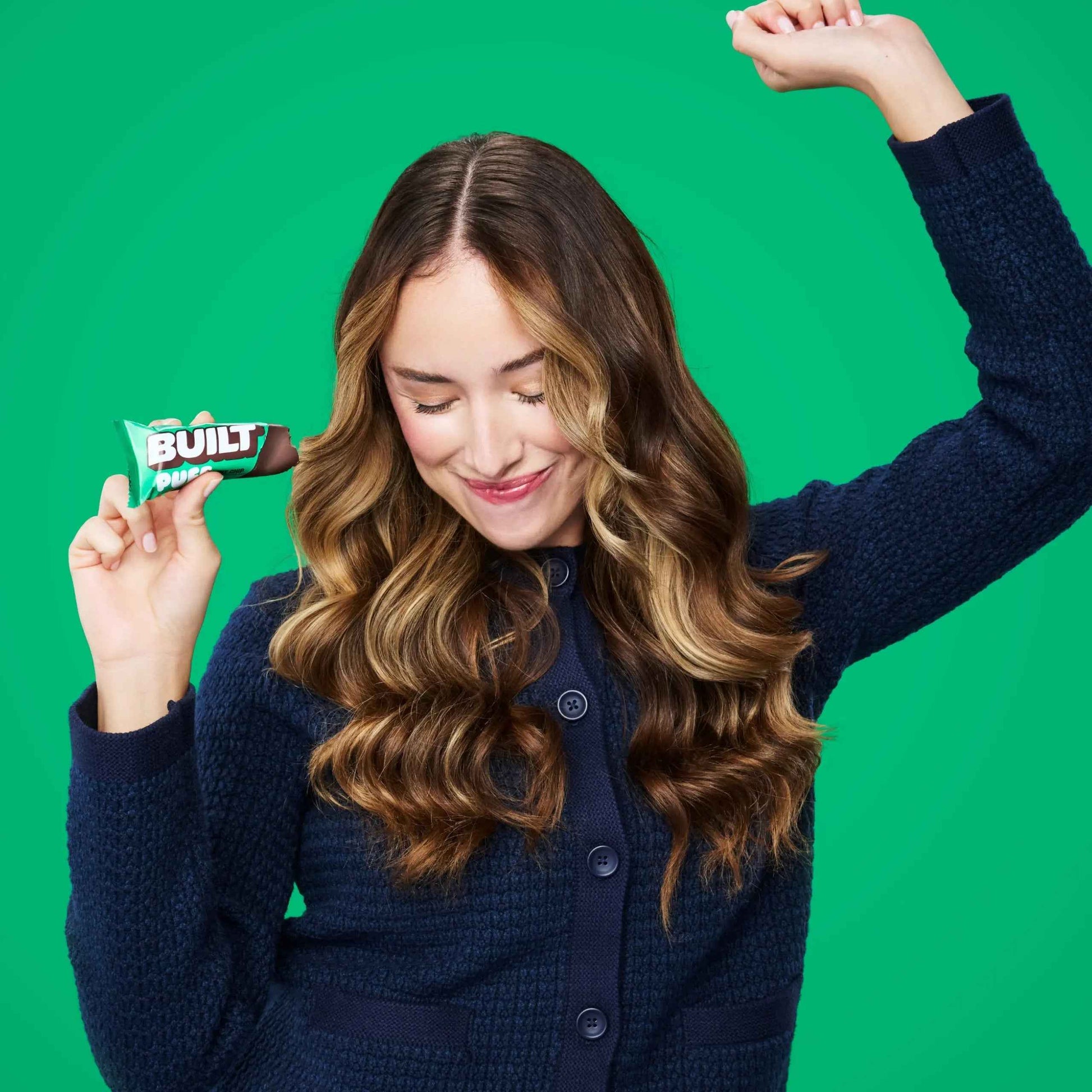 Built Puff Mint Chip flavor, a soft, chewy snack with mint and chocolate chip pieces in a convenient puff form.