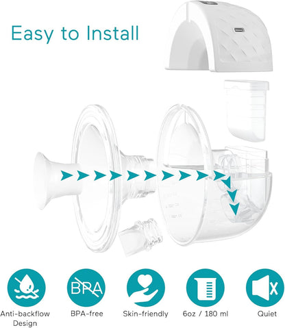 Paruu P10 Hands-Free Breast Pump Wearable, 338Mmhg Strong Suction, Low Noise, 4 Modes & 9 Levels, Electric Breast Pump Portable, Smart Display, 19/21/24/28Mm Insert/Flange, 2 Pack (White)