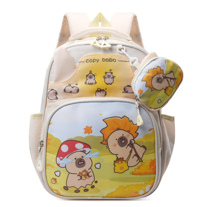 Calm Capybara Kids School Backpack