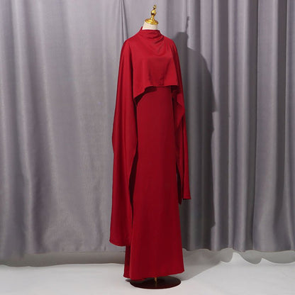 Cape Overlay Dress with Detachable Shawl(MS308)