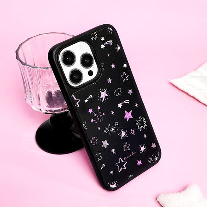 Casey Reduced Star Pink Twinkling Stars AG Matte Phone Case – Magnetic Anti-Fingerprint Protective Cover
