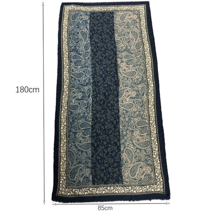 Cashmere-Feel Paisley Print Hijab Scarf | 180x85cm Fringe Edge Shawl with Traditional Motifs(MH150)