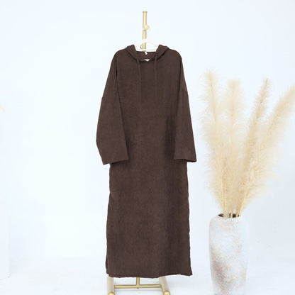 Casual Corduroy Hoodie Abaya (MA110)