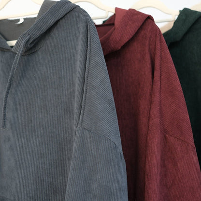 Casual Corduroy Hoodie Abaya (MA110)