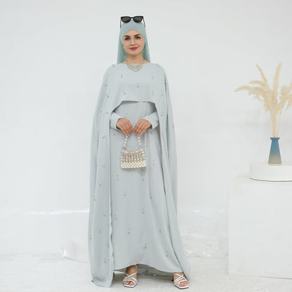 Celestial Beaded Luxury Muslim Abaya Set | Modest Dresses with Beading Detailing (MA266)