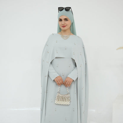 Celestial Beaded Luxury Muslim Abaya Set | Modest Dresses with Beading Detailing (MA266)