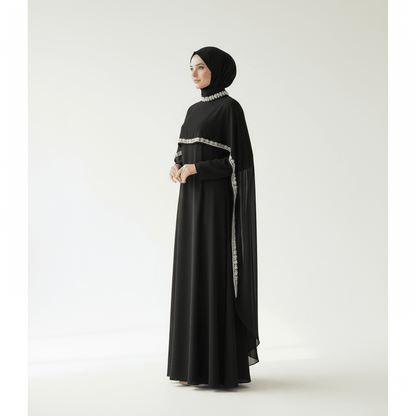 Celestial Rhinestone Cape Abaya | Luxury 2-Piece Set(MA344)