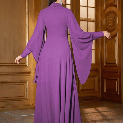 Chiffon Asymmetric Tiered Maxi Dress(MS368)