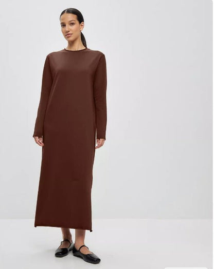 Classic Pullover Maxi Dress | Round Neck Long Sleeve Solid Color Dress(MA317)