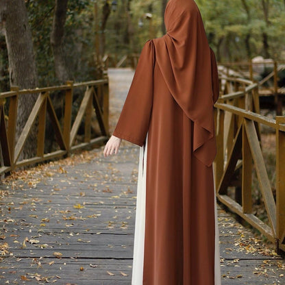 Colorblock Side-Tie Abaya | Two-Tone Round Neck Maxi Dress Abaya (MA362)
