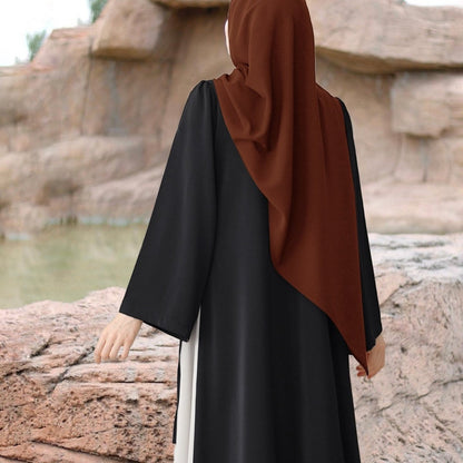 Colorblock Side-Tie Abaya | Two-Tone Round Neck Maxi Dress Abaya (MA362)