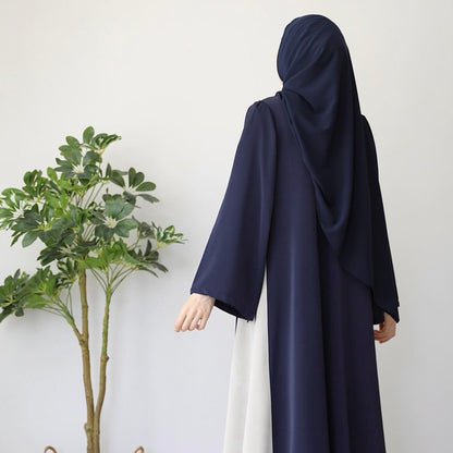 Colorblock Side-Tie Abaya | Two-Tone Round Neck Maxi Dress Abaya (MA362)