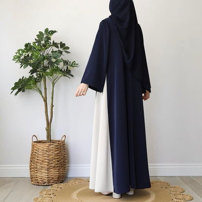 Colorblock Side-Tie Abaya | Two-Tone Round Neck Maxi Dress Abaya (MA362)