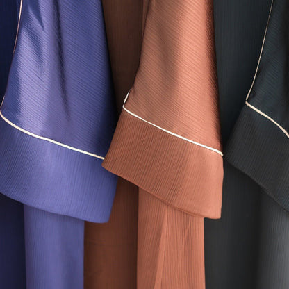 Contrast Colour Trimmed Robe - Modest Casual Dress with Flared Sleeves(MA280)