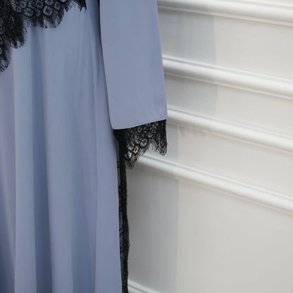 Contrast Lace Waist Panel Maxi Dress(MS409)