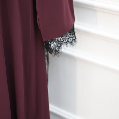 Contrast Lace Waist Panel Maxi Dress(MS409)