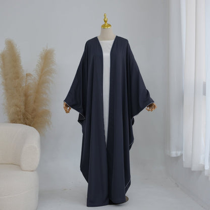 Contrast Piped Batwing Open Abaya(MOA325)
