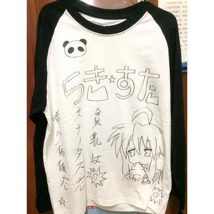 Harajuku Anime Contrast Sleeve Tee
