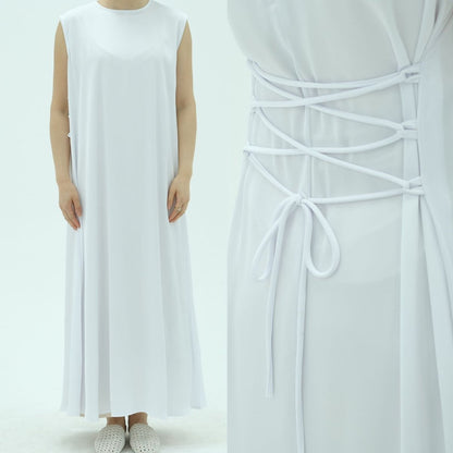 Corset-Back Lace-Up Sleeveless Maxi Dress(MS472)