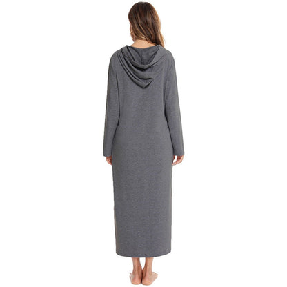 Cozy Longline Zip-Up Cardigan with Pockets | Home Wear Comfort(MS110)