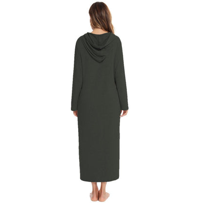 Cozy Longline Zip-Up Cardigan with Pockets | Home Wear Comfort(MS110)