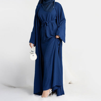Crepe Pocket Open Abaya 3-Piece Set (MA002)