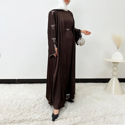 Crystal Bow Embellished Abaya 4-Piece Set(MOA253)
