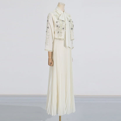 Crystal Embellished Jacket & Pleated Skirt Set(MS305)
