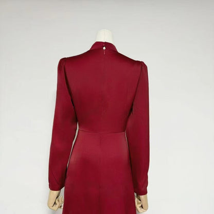 Crystal-Embellished Ruched Dress with Asymmetric Ruffle Skirt(MS346)