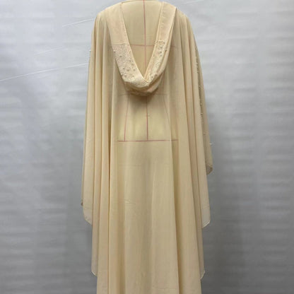 Crystal & Pearl Embellished Hooded Cape Abaya (MA366)