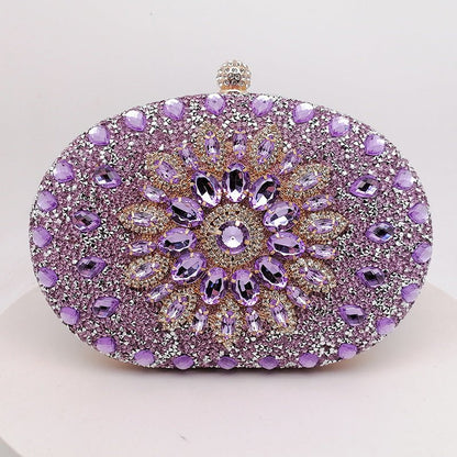 Crystal Sunflower Evening Clutch | Rhinestone Party Bag with Chain Handle(MAC356)